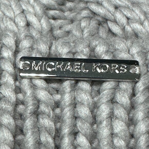 Michael Kors Beanie - Cable Knit Hat w/ Pom-Pom - Gray - Picture 3 of 6